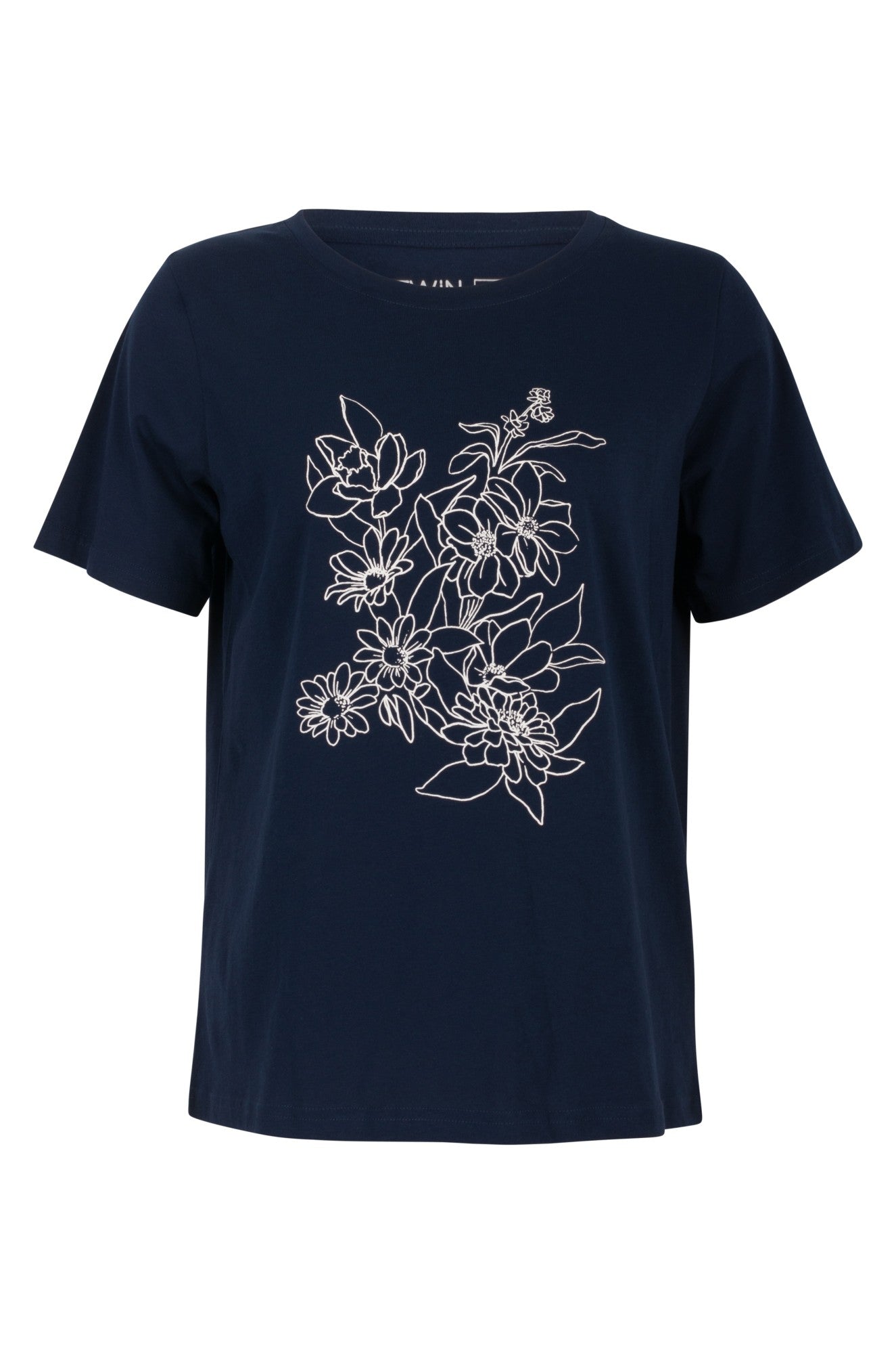 3404A1|IVORY FLOWERS ON NAVY