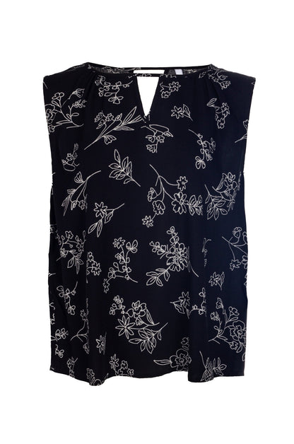 3330A1|BLK WHT STITCH FLORAL