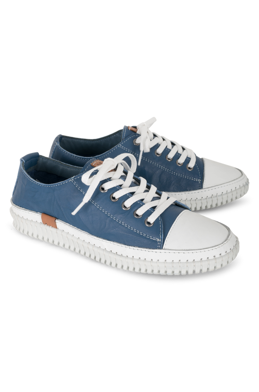 Lace up Leather Sneaker | BLUE | TRUFFLE AB