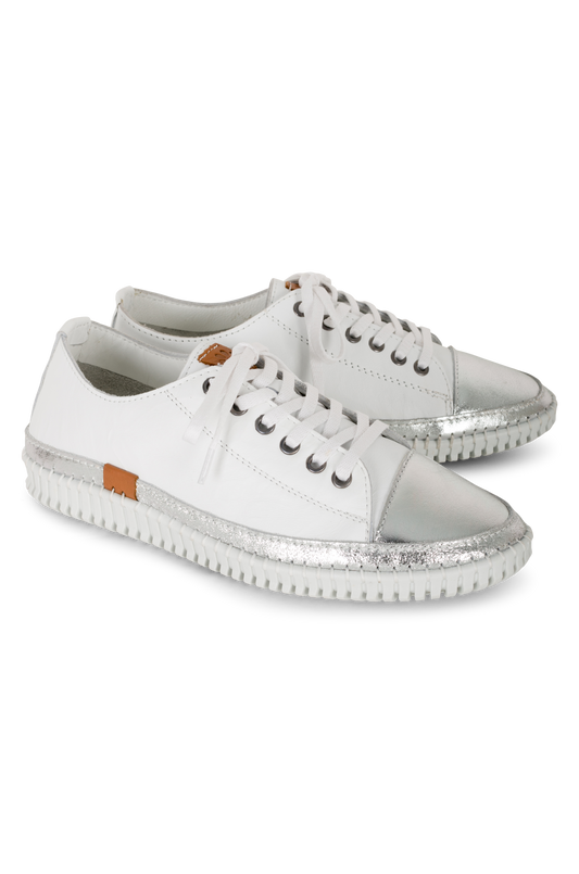 Lace up Leather Sneaker | WHITE | TRUFFLE AB